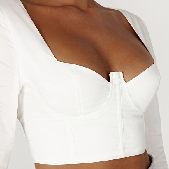 White Meshki long sleeve corset crop top - Picture 2 of 5